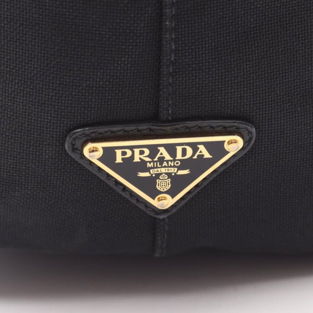 Prada Tote Bag Logo Jacquard 1 Bg158 Black Canvas Leather Logo Jacquard Tote Bag - Picture 5 of 10